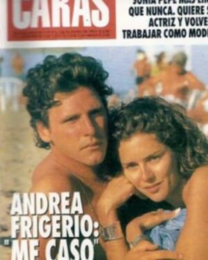 Andrea Frigerio Instagram - Un nuevo 14 de Febrero ♥️♥️♥️♥️ con @lucasbocchino , mi gran amor desde hace 33 años. 
La primera foto es la tapa de la Revista Caras de 1993. Cuando pusieron ese título los llame a @hectormaugeri y a @lilycastano ,Directores de la Revista ,enojadísima !!! Como van a poner una cosa así!!!! Recién nos conocemos!🤣🤣🤣🤣🤣🤣🤣 
Nos casamos dos veces, hicimos una gran familia y somos inmensamente felices.
Recomiendo estar enamorada♥️

♥️♥️♥️♥️♥️♥️
#sanvalentin