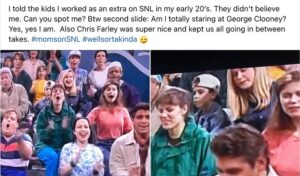 Angela Kinsey Instagram - In my early 20’s when I interned on Conan, I worked weekends on SNL as an extra. I loved every second! There is an energy in the room that if you’ve been there you’ll never forget. I was just in the background watching and in complete awe. Years later my tall friend and cast mate @rainnwilson hosted SNL and they did a parody of The Office and Amy Poehler played my character. It was a wild full circle life moment! Congratulations @nbcsnl on 50 years! And thanks for giving me a year of super fun Saturdays in my 20’s!