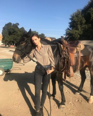Angela Sarafyan Instagram - We rode into the sunset! ... Our sun is so strong I can’t keep my eyes open! I love him 🧡
