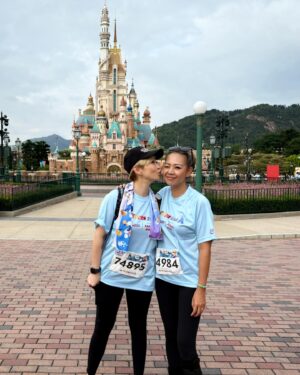 Angela Tong Instagram - This year was a wee different in many ways for our annual Disney family run…most apparent was that Papa and Isabella wasn’t able to make it this time🥺. We were gutted to say the least but we have next year to look forward too💪🏼💪🏼💪🏼!! 

The run still ran for Michela and I (barely😜) and of course having our besties with us made it meaningfully magical in such a 🏰✨magical place ✨🎡🎢🎠 !! Thank you @hkdisneyland for the memories we were able to make and we’re looking forward to next years run with all in toll♥️♥️♥️. 
#nardonefamily #chinfamily #bestiesforlife #michelakassidy #angmarge #♥️ya #hkdisneyland #disneyrun2024 #birthdayrun #disneyhollywoodhotel