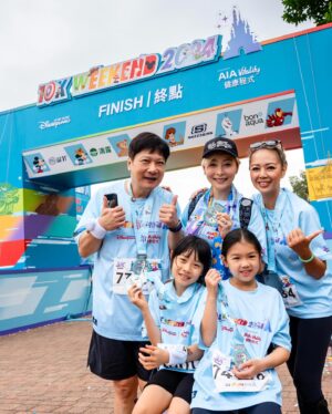 Angela Tong Instagram - This year was a wee different in many ways for our annual Disney family run…most apparent was that Papa and Isabella wasn’t able to make it this time🥺. We were gutted to say the least but we have next year to look forward too💪🏼💪🏼💪🏼!! 

The run still ran for Michela and I (barely😜) and of course having our besties with us made it meaningfully magical in such a 🏰✨magical place ✨🎡🎢🎠 !! Thank you @hkdisneyland for the memories we were able to make and we’re looking forward to next years run with all in toll♥️♥️♥️. 
#nardonefamily #chinfamily #bestiesforlife #michelakassidy #angmarge #♥️ya #hkdisneyland #disneyrun2024 #birthdayrun #disneyhollywoodhotel