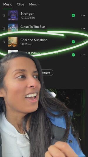 Anjulie Persaud Instagram - 1 MILLION STREAMS!! ✨☕️🌞

I poured my heart, soul, and all my time, energy, and resources into this song because I knew it was special. 🫶🏾

Seeing it connect with so many of you and finding this community of people craving a little peace in the chaos means everything. Thank you for every stream, share, and moment spent with this song. ❤️

#ChaiAndSunshine #1MillionStreams #Grateful #peace #mindfulness #songwriter #independentartist