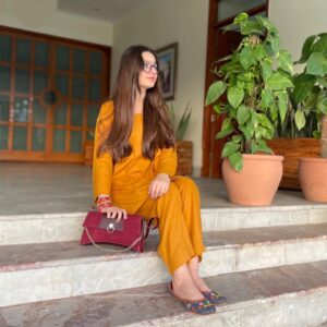 Anoosheh Rania Khan Instagram - 🌻🌻🌻

Dress by: @haleemashaziaofficial 
Bag by: @rtw_creation 
Khussas by: @reyzeyonline 
Bangles by: @creative_handwrk 
:
.
.
.
.
.
. 
#explore #yellow #instagram #festival #anooshehraniakhan