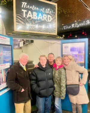 Anthea Turner Instagram - Happy 92nd Birthday Dad 🥳
You’re the bomb and we all love you ♥️
 @wendy_turner_webster came down with the ‘Lurgy’ so our trip the Greenwich Maritime Museum we will do on another day v soon. 
Not been there myself, since I played John Harrison in a Blue Peter film about Longitude wearing an itchy wig ! 🕰️ 😂

Last picture is one I gave Dad in a lovely frame. Mum had come filming with me, it was an about Britain holiday program and the subject was ‘rambling’ you can see here Mums idea of rambling clothes! 
I never saw her in Jeans, anything with a logo and even when she was ill always ‘front door ready’ with lipstick on should anyone pop in. ♥️♥️♥️