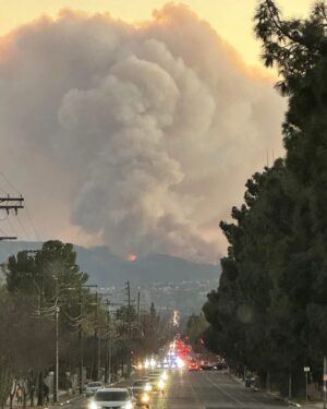 Barbara Niven Instagram - Now it’s getting scarier. Took two of these from my house and then I got in my car and drove a few blocks away, and you can see what it looks like down that street. Pretty terrifying. I am packing as I am typing this. Good luck everyone and please keep sending your prayers. If it’s in God‘s plan so be it but I hope it doesn’t get my house. It’s strange how I’m walking through from room to room and picking up random items that mean the most. Mostly photos and mementos. Puts things in perspective, doesn’t it. Let’s see what happens, but I am trusting. The main thing is to save lives. Everything else is just stuff. Thank you to the brave men and women who are fighting this fire and all who are responding with 1000% effort!! And thank you for your support and your prayers for all of us here. God bless you 🙏❤️ 

#wildfires #losangeles