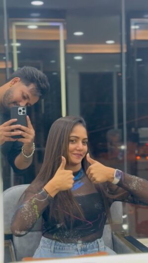 Bhavya Gowda Instagram - hairtransformation  nanoplastic treatment 🌸 @bhavyagowda670 #bigboss #bigbosskannada #bhavyagowda  book u hair transformation 9632691130. 9035421130