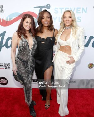 Brandy Ledford Instagram - What an incredible night! Loved every second of supporting @janiesfund at their Grammy’s party. Such an incredible cause supporting youth who age out of foster care, with the help of @iamstevent and @youthvillages. 

I have to say the highlight of the night was meeting the heroes and sheroes from @lafdstation69 and the honor to celebrate them🙏🏼

I mean, and @officialhilaryroberts and I always always have the best time together💃 Love you sis. 

@tiffanyhaddish was flawless as always. Loved hanging out with the phenomenal @revolinogharibian too. Such a special night, lots of sweet emotion ❤️

Killer af pinstripe suit: @jeanpaulgaultier 
Gorgeous Jewels: @tovastore 
Sexy Hair: @suzistylz 
Flawless Makeup: @makeupbya_rmine 
Styled by the incomparable: @cara_gordon