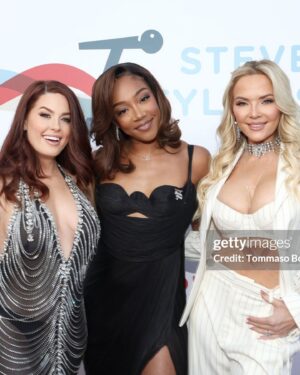 Brandy Ledford Instagram - What an incredible night! Loved every second of supporting @janiesfund at their Grammy’s party. Such an incredible cause supporting youth who age out of foster care, with the help of @iamstevent and @youthvillages. 

I have to say the highlight of the night was meeting the heroes and sheroes from @lafdstation69 and the honor to celebrate them🙏🏼

I mean, and @officialhilaryroberts and I always always have the best time together💃 Love you sis. 

@tiffanyhaddish was flawless as always. Loved hanging out with the phenomenal @revolinogharibian too. Such a special night, lots of sweet emotion ❤️

Killer af pinstripe suit: @jeanpaulgaultier 
Gorgeous Jewels: @tovastore 
Sexy Hair: @suzistylz 
Flawless Makeup: @makeupbya_rmine 
Styled by the incomparable: @cara_gordon