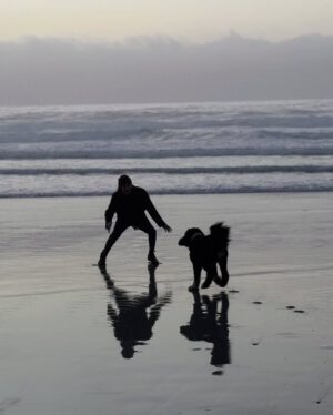 Brenda Strong Instagram - Running like h#ll from 2024 into 2025 w/ my sons!❣️@zaknotwack and #hapiboi 🐾