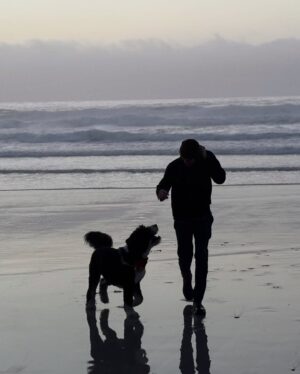 Brenda Strong Instagram - Running like h#ll from 2024 into 2025 w/ my sons!❣️@zaknotwack and #hapiboi 🐾