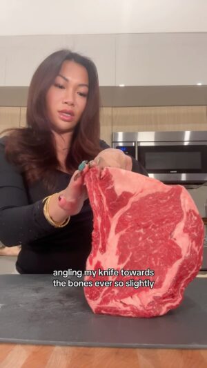 Cassie Yeung Instagram - love your meat and it’ll love you back #primerib 

8lb Prime Rib Roast (ask the butcher to remove the bones and tie to reattach or DIY)
1 stick or half cup butter
2 sprigs fresh rosemary and extra to stuff the meat
3 sprigs fresh thyme 
1/4 cup Dijon mustard
1 tsp garlic powder
1 tsp onion powder
2 tsp Tony’s creole seasoning
1 Tbsp worchestire sauce 
Salt and pepper to taste
4-5 cloves garlic thinly sliced
2 carrots
2 celery stalks
1 onion
1 head garlic 
 
-Take prime rib roast out of the fridge to rest for at least 1 hour. Pat completely dry before seasoning. Preheat oven to 500 degrees. 

-Chop fresh rosemary and thyme and mix together with softened butter, garlic, onion, Tony’s, worchestire, salt and pepper. 

-Roughly chop onion, carrots, celery and garlic head and arrange at the bottom of a roasting pan or oven safe skillet. Drizzle with olive oil and season with salt and pepper. 

-Thinly slice garlic cloves, dip in butter and sandwich with small piece of rosemary. Taking a pairing knife, stab holes at the top of the roast and insert garlic and rosemary in. Take remaining butter and smear all over. 

Insert a thermometer into the meat, bake at 500 for 15 minutes then reduce heat to 325. Bake for 13-15 minutes per pound depending on preference. I pulled mine at 120 degrees for a medium rare. Rest for 20-30 minutes then slice and serve with horseradish sauce and au jus. 

Horseradish sauce:
1 cup sour cream
2-3 Tbsp Horseradish cream sauce
1 tsp worchestire sauce
1 Tbsp chopped chives
Pepper to taste 
(Mix well and set in the fridge)

Au jus:
2 Tbsp drippings from prime rib
1 Tbsp flour
2 cups beef broth
1 cup dry red wine (I used Chianti)
1 tsp worchestire sauce
(Heat drippings and flour until raw flour has cooked out. Add broth, wine and worschestire and heat on a rolling simmer until slightly thickened)