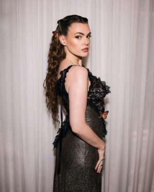 Charli Howard Instagram - channelling a @rodarte fairy nymph for last night’s #BritishFashionAwards 🧚‍♀️🦋🖤 thank you to my glam team & to @carolinerush @britishfashioncouncil @1664ukblanc for the most gorgeous evening - still gagged at seeing @badgalriri ❤️🥲💋 #BFAs #rodarte