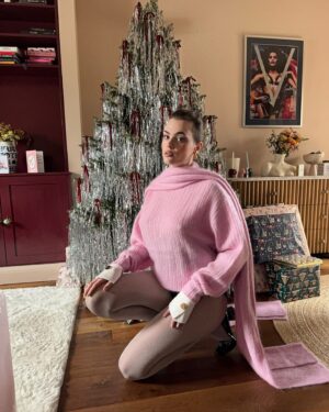 Charli Howard Instagram - a magical Christmas 🥹🩷🎀🎄 a yummy lunch, #Swiftie friendship doggy necklaces & cuddles with my new nephew 🎀 #christmas