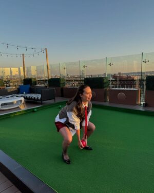Charlotte Nicdao Instagram - Mythic Quest Season Four starts THIS WEDNESDAY. Please enjoy one serious photo of @danadelaney @claytonhawkins and @lucywarrenstyle ‘s good work, followed by a very silly lawn bowls photo shoot nobody asked for.