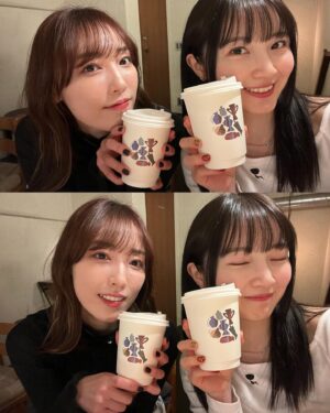 Chisaki Morito Instagram - ふくむらさんと💗
　
@majolicamajorca.official のタッチアップイベント行って、カフェはしごして、ひたすら喋ってて、楽しい1日でした☺️！笑
　
　
可愛いお花もいただいたのでおうちの一輪挿しベースを久しぶりに出しました💐やっぱりお花っていいなあ…
　
　
#majolicamajorca #マスカラ #タッチアップ #カフェ #東京カフェ #chai #chaitea #ootd