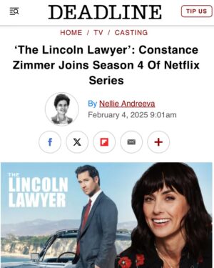 Constance Zimmer Instagram - Whoop there it is!! I’ve been waiting to share this exciting news!!! So thrilled to be joining the cast of @thelincolnlawyernetflix for their 4th Season!! This #Dana is going to surprise you, can’t wait to dive in!! Grateful to be back with my old bosses at @aetv, @netflix and @davidekelleyproductions, working with former cast-mates @nevecampbell and #beckinewton again AND getting to collaborate with @matthewlbrmn @dailynrod and @tedhumphrey_  what a dream!!