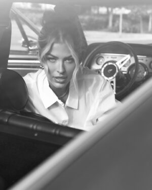 Cydney Moreau Instagram - Hop in 🖤 Wearing my favorite white button up from @mott50 | Use my code CYDROSE20 at checkout for a discount! @vombagram @chrisrichards