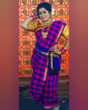 Devipriya Instagram - நமது பாரம்பரிய பின் கொசுவ கண்டாங்கி சேலை.💜💜💜 தமிழர் திருநாள் spl.