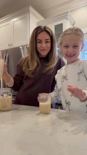 Dina Deleasa Instagram - Little girl has become quiet the smoothie maker recently! Brian had some painful dental work done so liquid diet it is, haha! I made us chicken cutlets, she made Daddy a peanut butter banana smoothie with an odd twist. Brian asked us to splash it with apple cider 🤷‍♀️ but it was good haha!

Other ingredients were vanilla yogurt, maple syrup , ice and water. Brian doesn’t like milk in his smoothies, another thing that made us go 🤷‍♀️. 

Grateful for these small moments in-between busy nights. What are your fav smoothie combinations maybe we can use them for Brian!!!

#atthekitchensink #smoothierecipes #dishitgirl #thelittlestdish