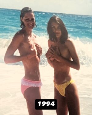 Elizabeth Hurley Instagram - Happy Birthday Trin-a-ling. May we romp together in our bikinis for many more years 🩷 @trinnywoodall
