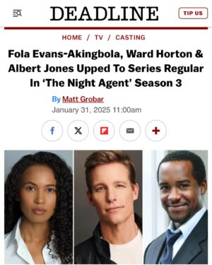 Fola Evans-Akingbola Instagram - Agent Arrington is back! 

#nightagent