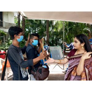 Gracy Singh Instagram - Clouds come floating into my life, no longer to carry rain or usher storm, but to add color to my sunset sky. ...
#newlocation #SantoshiMaa #behindthescenes #tvseries