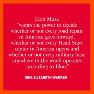 Hillary Clinton Instagram - Absolutely no one elected Elon Musk to anything. Yesterday, Democratic leaders called on their Republican colleagues to help stop his billionaire power grab. 

Make sure your Republican elected officials and neighbors hear from you about this crisis, too.