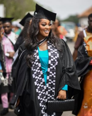 Jackie Appiah Instagram - The journey was worth every step! I am overwhelmed with not just gratitude but joy, as well. To everyone who believed in me, stood by me, and cheered me on, thank you from the depths of my heart. 

 #MastersDegree #CommunicationStudies #UniversityOfGhana
Styled by @bveystyling 
Suit @attoandoh 
Hair @_graceaj 
Makeup @quincyblaq_gh 
Photography @chocolate_shot_it 
2nd photographer @scuby_studios
