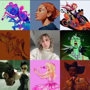 Jackie Droujko Instagram - #artvsartist all the way back to 2019. Wowie what a timeline! Featuring me and my pretzel. 💕 I didn’t draw enough cowboys this year, must do better next year.