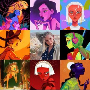Jackie Droujko Instagram - #artvsartist all the way back to 2019. Wowie what a timeline! Featuring me and my pretzel. 💕 I didn’t draw enough cowboys this year, must do better next year.