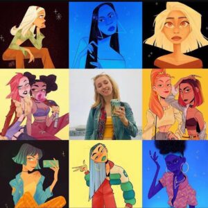Jackie Droujko Instagram - #artvsartist all the way back to 2019. Wowie what a timeline! Featuring me and my pretzel. 💕 I didn’t draw enough cowboys this year, must do better next year.