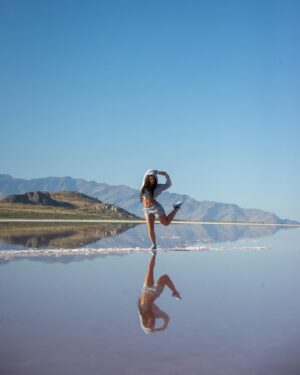 Jade Chynoweth Instagram - Leaping where salt meets sky—introducing my new sneaker, the Blue Jades. Simplicity and flow inspired by water. Weightless, comfortable, and elemental 
Jade X @fuego.dance
Each pair uses 5 recycled plastic bottles to create the fabric, plus with every purchase of a pair of Blue Jades, our partner company @plasticbank , will remove an additional 5 plastic bottles from our oceans! 
Get Yours Today at Fuegodance.com
 #BlueJades #FlowInStyle
Shot by 📸 @thedaoist