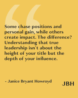 Janice Bryant Howroyd Instagram - Some chase positions and personal gain, while others create impact. The difference? Understanding that true leadership isn't about the height of your title but the depth of your influence.⁠