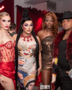 Jasmine Kennedie Instagram - 💦🩸Made a splash at the @rupaulsdragrace S17 premiere party last night 🩸💦

Photos: @davidelaffe & @justtobyme 
Dress: @donamatoshiofficial 

#jasminekennedie #rpdr #premiereparty #rpdr17 #mtv #rupaulsdragrace #rpdr14