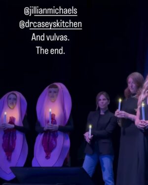 Jillian Michaels Instagram - I feel the need to get ahead of this one. So… @drcaseyskitchen and I both spoke at a women’s health event. Unbeknownst to us the the closing ceremony featured giant vulvas.  If MAHA p*ssys starts trending I’m gonna be super pissed.