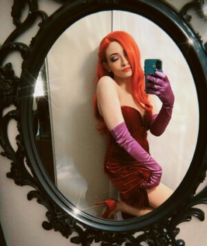 Jodelle Ferland Instagram - happy halloween from Jessica Rabbit💃🏻🐰