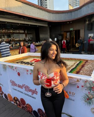 Joeann John Instagram - From my first cake mixing ceremony 🧁🎄❤️
@courtyardhebbal

#cake #cakemixing #christmas #marriot #ootd