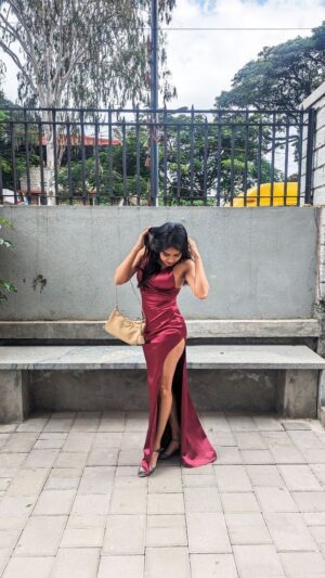 Joeann John Instagram - Final outfit ♥️🍷
.
.
#farewell #college #red #outfit #love