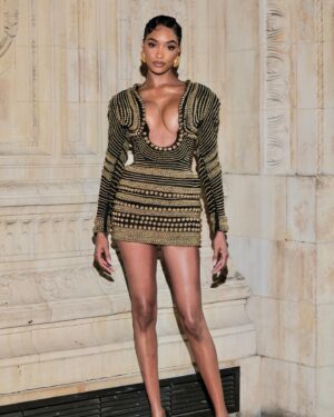 Jourdan Dunn Instagram - Balmain X Lion king 💛👑
Had a magical night celebrating lions king 30th anniversary and @balmain iconic collection with @disney!! Absolutely love this dress! Love you @olivier_rousteing 💛