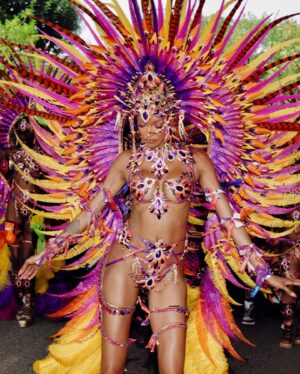 Jourdan Dunn Instagram - Carnival Chronicles 🩷🧡💛💜

Costume design @eccdesigner 
Band @ucomcarnival 
📸 @luceroglow