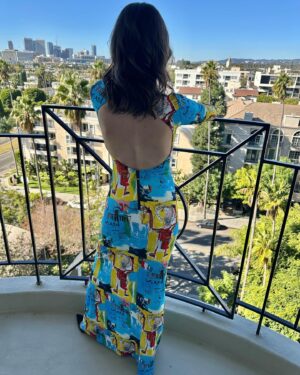 Julia Macchio Instagram - A beyond special day filled with so much love (and happy tears). So thankful to have shared these moments with my incredible family and so many wonderful friends! You deserve all of it and more, Daddio! You inspire me every second of every day. 
⭐️❤️ @ralph_macchio 

Dress: @aliceandolivia x Basquiat
Haircut & Style: @neilweisberg x @mechesalonla 
Makeup: Me 
Pro Photos: Tori McCaleb/Sony Pictures Television