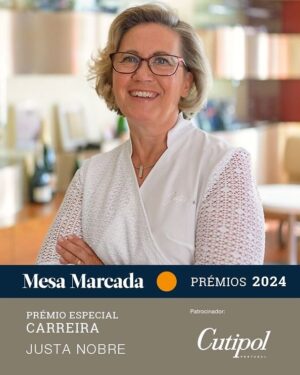 Justa Nobre Instagram - Ontem, no Casino Estoril, rodeada pela minha família, tive a honra de receber o Prémio Especial Cutipol Carreira. Um reconhecimento que celebra uma vida inteira dedicada à cozinha e ao melhor da gastronomia portuguesa.

Mas este prémio não é apenas meu. É de todos os que acompanharam a minha carreira – da minha família, da minha equipa e dos meus clientes.

Do fundo do coração, muito obrigada! ❤️

#premiosmesamarcada2024 #pmm24 #chefjustanobre #premiocarreira2024