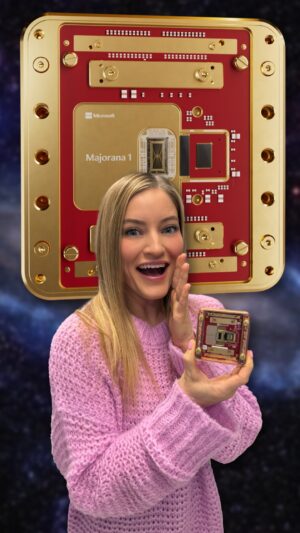 Justine Ezarik Instagram - There’s been a major breakthrough in quantum computing!! Microsoft’s research has led to the creation of Majorana 1 - a chip that can perform incredibly complex calculations that would be impossible for even the largest classical computers… and I was lucky enough to be one of the first people to see in person!! 

This chip operates in a new topological state of matter, using Majorana particles instead of electrons, allowing it to store up to a million qubits. To achieve this, the chip is housed in an incredibly advanced freezer that can cool it down to just 50 millikelvin, 10 times colder than interstellar space.

This compact, powerful quantum computer has the potential to revolutionize fields like AI and scientific research.