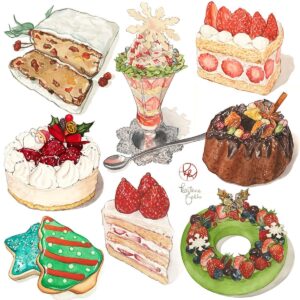 Kailene Falls Instagram - Merry Christmas, everyone! It’s hard to believe the holidays are already upon us. I’ve been a bit inactive these past few months, but I’m hoping to pick up the pace a bit in the coming year. 

This collection consists of a number of Christmastime desserts that I’ve enjoyed in the past… which do you most want on Christmas Day?

② Stollen シュトーレン
③ Christmas Parfait クリスマスパフェ
④ Strawberry Shortcake いちごショートケーキ
⑤ Santa Cake サンタさんのケーキ
⑥ Kuglof クグロフ
⑦ Christmas Cookies クリスマスクッキー
⑧ Strawberry Shortcake いちごのショートケーキ
⑨ Pistachio Cake ピスタチオケーキ

メリークリスマス！あっという間ですね。最近はあまり投稿していないですが、来年はもう少し頑張りたいと思います。今回のコレクションはクリスマスで食べたスイーツたちですね！クリスマスでどれを一番食べたいですか？