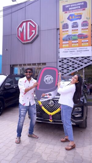 Kanmani Manoharan Instagram - Kanmani just made one of my biggest dreams come true! For this Valentine’s Day, she gifted me the best surprise ever—our very own MG Hector Plus.

I’ve always had a list of dream cars, and she turned one into reality. Meet Leo, the newest member of our family! ❤️

Kanmani, My love, you are the peace in my chaos, the calm in my storms, and the light that makes my world shine. You are not just a part of my life—you are my life. Without you, I am incomplete, a story without meaning, a song without melody.

You are my lucky charm, my home, my comfort, and my safe place. In your presence, I find warmth; in your love, I find purpose. Every smile of yours brings me happiness, and every moment with you is a blessing I will forever cherish.

All I want to say is thank you—for choosing me, for loving me, for making my world a better place just by being in it. And I promise you this: the best decision of your life will always be me. Happy Valentines Day Kutty @kanmani_manoharan ♥️

Forever yours,
Aswath.

#Dreamcometrue #MGHectorPlus #Leo #BestGiftEver #ForeverWithYou #happyvalentinesday #vjaswath #aswathchandrasekar #kanmanimanoharan✨ #aswathinkanmani #DreamCar #WifesGift #bestwifeintheworld