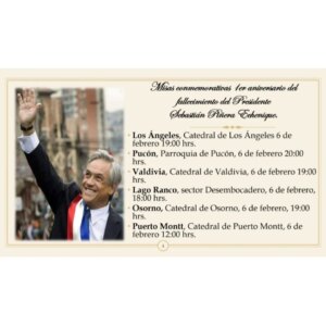 Karla Rubilar Instagram - Listado oficial de misas conmemorativas, por el 1er aniversario del fallecimiento del Presidente Sebastián Piñera Echenique. 
Desliza para revisar ciudades, fechas y horarios 👉