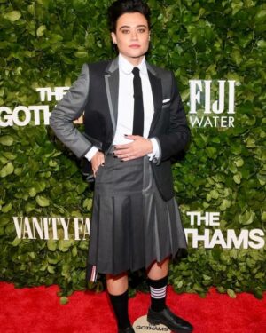 Katy O'Brian Instagram - Thank you @thegotham! What a night. Feeling blessed to be in the room. And thank you @thombrowne for letting me wear this luxurious outfit. 

Styling @itsamandalim @lucakingston 
Hair @rutgerhair
Makeup @brigittemakeup 
Pic 1 Kristina Bumphrey