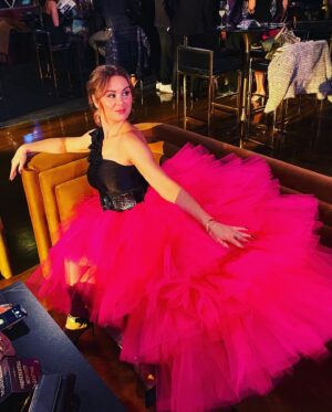Keegan Connor Tracy Instagram - #flashbackfriday to last year’s @ubcp_actra awards where I was nominated for @creepshowtv. I cannot tell you how much I loved this frilly, wonderfully over-the-top concoction of a skirt, in my absolute favorite colour 💖 Love @katehewko! 
Need something to wear it to again I think…! 
#frills #pink #pinkandfrilly #actor #redcarpet #ubcpactraawards2023