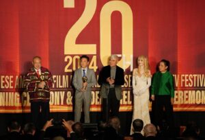 Kimberley Kates Instagram - The official photos from the awards ceremony at the 20th Chinese American Film Festival. Such an honor to present to some of the most talented filmmakers from China. 

It was wildly fun doing an improv with the 2 actors on stage not speaking the same language

Thank you Diana Mendoza @dianamendozabeauty for hair & make-up and to my dear friends at @cafilmfestival - you all did a beautiful job producing the show ♥️♥️ #kimberleykates #awards