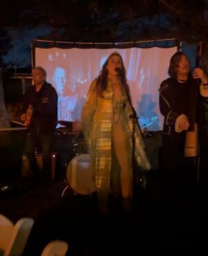 Kimberley Kates Instagram - One of my favorite holidays…this year I was the Corpse Bride for those who asked. 🧟‍♀️👰🏼 

Each Halloween, my sister transforms her garden into a whimsical wonderland, creating a magical escape where everyone can immerse themselves. She truly outdoes herself… 🧚🏻

And this year we were treated to live music with her husband’s band. 💗👻💗

#corpsebride #halloween #costumes #timburton #kimberleykates